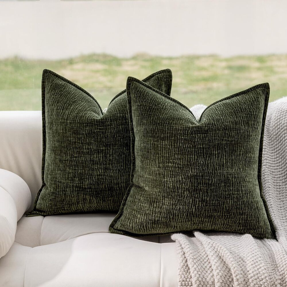 8774 Decorative Throw Pillow Covers Set of 2, 18x18 Crinkled Chenille